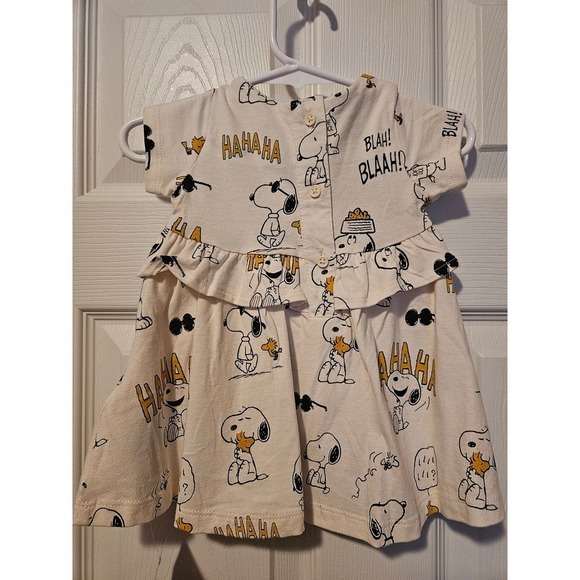Marks & Spencer Kids Dress with Snoopy Print - Cream and Black - Picture 4 of 6
